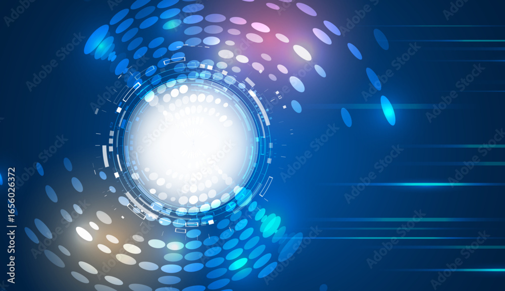 Wall mural futuristic background in blue tones with round elements and technological details. ideal for high te