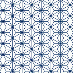 日本の伝統的な紋様（文様）素材。麻の葉紋を使ったシームレスな和風デザイン素材