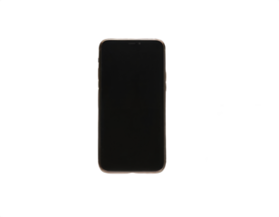 A modern smartphone with a glare of light on a transparent background
