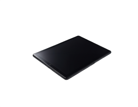 Modern tablet with a glare of light on a transparent background