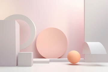 Fototapeta premium Pastel Geometric Shapes Displayed on a Light Background