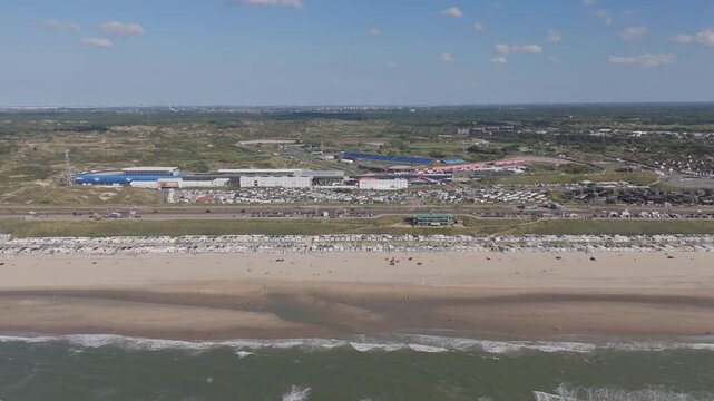 Aerial View of Zandvoort Beach with Seaside Houses and Circuit
