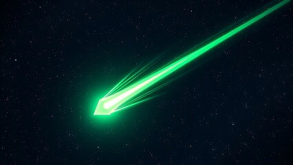 Obraz premium A glowing green molecular jet erupting from a diamond comet through a star-filled scientific illustration.