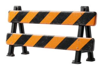 City streets safety alert barriers in urban construction zones isolated on transparent background
