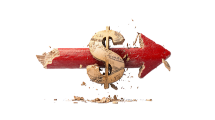 A creative representation of a dollar sign integrated with a red arrow, symbolizing financial growth and investment.