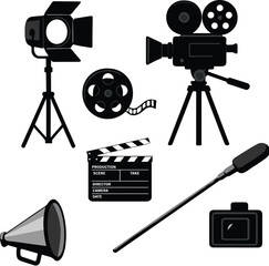 Film Production Equipment Vector Set