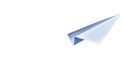 A paper airplane soaring gracefully against a white background, symbolizing creativity and freedom in play.