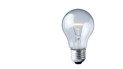 A clear light bulb isolated on a white background, symbolizing ideas and innovation.