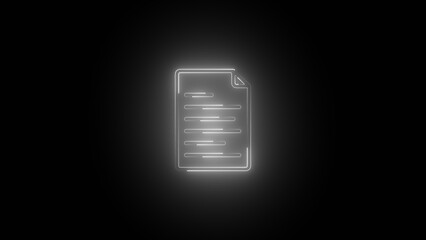 Document File icon animation, neon PDF file icon isolate  Neon line document icon, 4k video