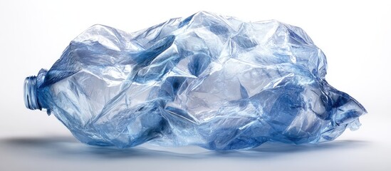 Fototapeta premium Crinkled, blue plastic water bottle
