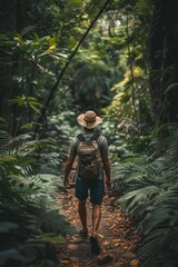 Person traveling person backpacking vegetation.