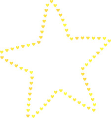 Golden Heart Dotted Line Star Frame Outline Vector, Decorative Romantic Star Shape Border for Invitations and Celebration Design