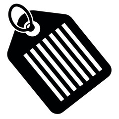 Vector art of black and white tag with lines and a ring
