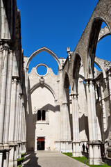 ruins of the Carmo Convent after the devastating Lisbon earthquake of 1755, which destroyed much of the city, including the convent's church Lisbon Portugal