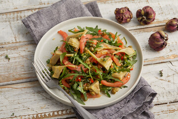 Artichoke caper arugula salad