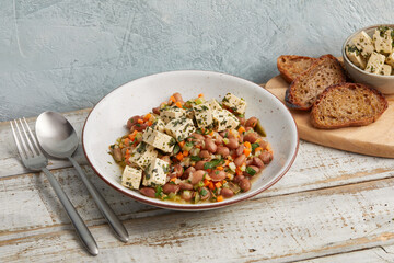 Bean olive feta salad