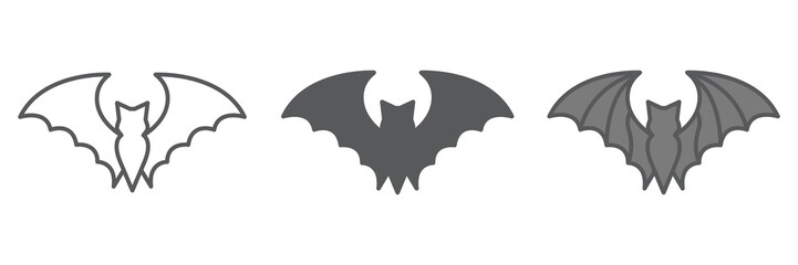 Fototapeta premium Bat icon collection, halloween and scary, bat sign vector set graphics, editable stroke linear icon, eps 10