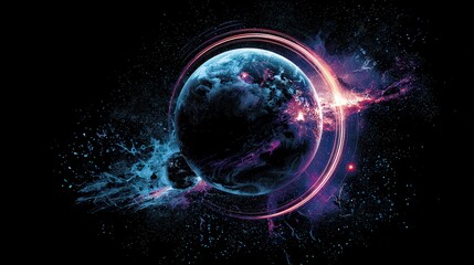Obraz premium Abstract Digital Planet Explosion