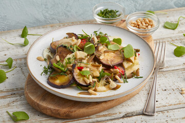 Eggplant with lemon and purslane