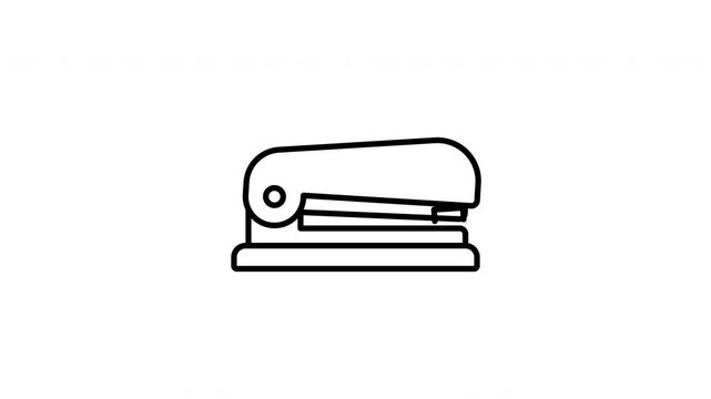 Animated stapler in line icon style, suitable for office supplies, paper management, and document organization concept illustrations