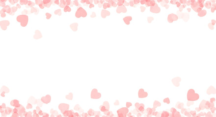 Soft pink hearts scattered across the top and bottom borders on a transparent background, symbolizing love and romance