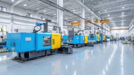 Manufacturing Facility Interior with Injection Molding Machines