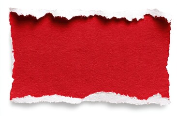 Ripped red paper sheet on white background