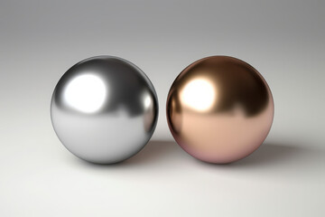 Two Reflective Metallic Spheres Side by Side ball chrome