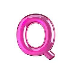 Pink Glossy Letter Q Rendered Elegantly on transparent background