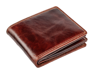 Stylish leather wallet display modern home product isolated on transparent background