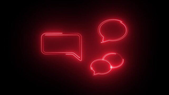Neon line speech bubble collection. Chat message icon, talk bubble, cloud speech bubble set icon animation