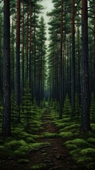 Fototapeta premium Pine forest nature wilderness landscape.