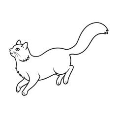Outline of a cat in mid stride with a bushy tail