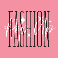 Pop up Fashion Mixed Typography with glitters on Pink backdrop