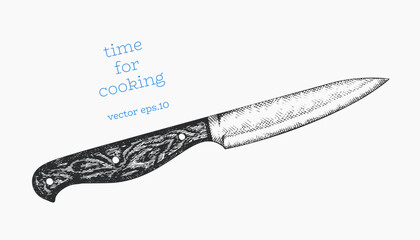 Hand Drawn Vintage Vector Illustration of Kitchen Utility Knife Culinary Utensil Not AI Generated