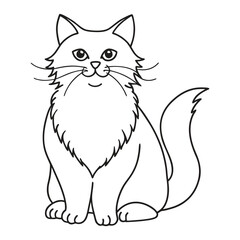 Cute fluffy cat sitting and looking forward