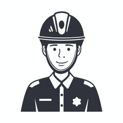 Monochrome Silhouette of Medic with Helmet Featuring Cross, on White Background