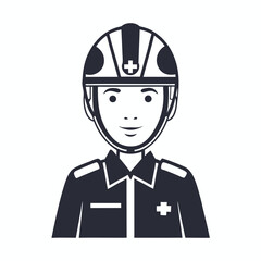 Rescue Worker in Helmet on White Background First Responder Icon