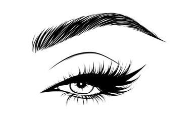 Eye, Lash and Eyebrow Vector Icons for Beauty and Makeup Branding. Feminine Silhouettes with Glam Lashes and Perfect Brows