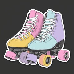 Retro roller skates, vintage style, dark background