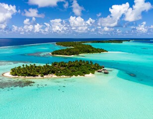 Fototapeta premium An island in the middle of ocean background illustration gesture movement emotion layers figure elements creative frame composition scene design colorful motion depth expression cartoonish