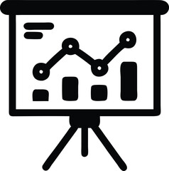 Presentation Board with Bar Chart and Graph Line on White Background