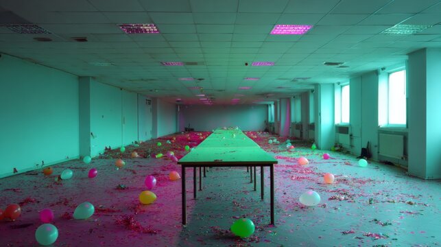 Backrooms creepy Fun room three dimensional design. Liminal space  abstract interior. Alone in abandoned building 3d render illustration, nightmare or a bad dream. Game concept