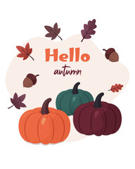 vector illustration of a halloween pumpkin. Hello autumn