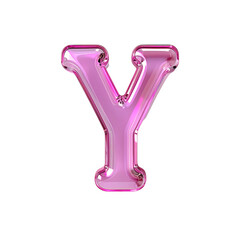 Letter Y pink candy glossy alphabet on transparent background