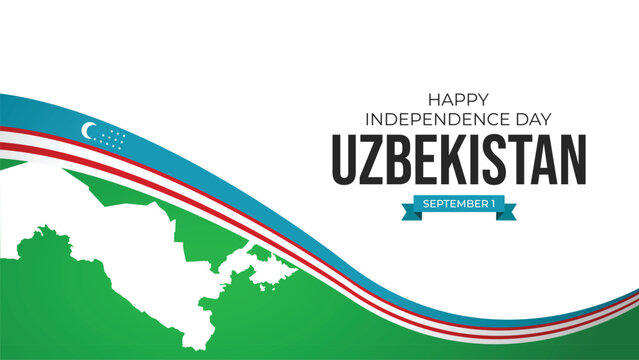 Independence Day template mockup of Uzbekistan, September 1 celebration design with flag colors, festive background, and modern style for greeting or poster. - Powered by Adobe