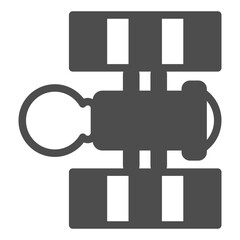 Satellite with solar panels and telescope solid icon, space exploration concept. Vector graphics. Space satellite sign on white background, glyph style icon for mobile or web design.