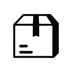 Simple Icon of a Closed Shipping Box on White Background