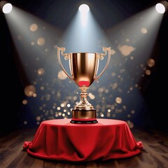 gold cup on the podium