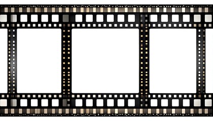 Obraz premium A black and white strip design with three empty frames, perfect for showcasing a scene or a still image.